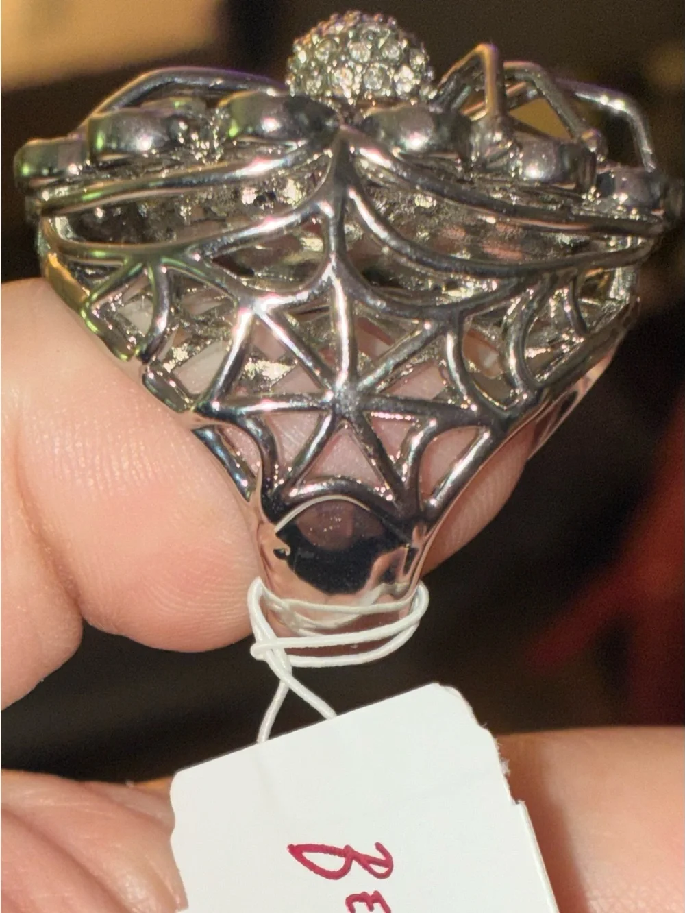 BETSEY JOHNSON Halloween Spider & Sim Black Onyx Stone Size 7.5 Ring NEW NWT